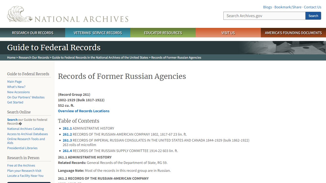 Records of Former Russian Agencies | National Archives